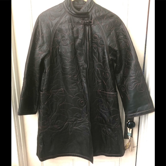 Leather swing coat, NEW - Picture 3 of 5